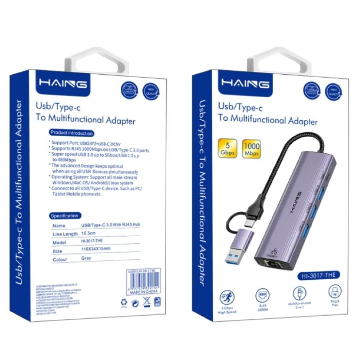 Haing Usb/Type C To Multifunvtional Adapter HI-3017-THE Haing Usb/Type C To Multifunvtional Adapter HI-3017-THE